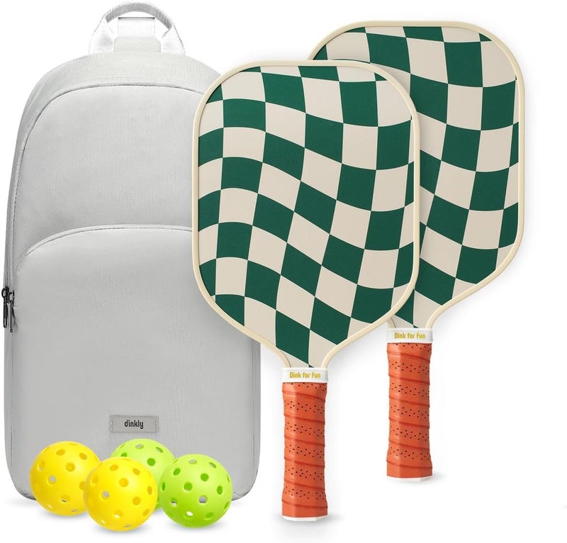 Dinkly Pickleball Paddles Set of 2/4- USAPA Approved Graphite/Fiberglass Pickleball Racket, 2 Pickleball Rackets, 4 Balls and 1 Portable Carry Bag, Aesthetic Pickle Ball Set for Men Women Beginners - Image 1